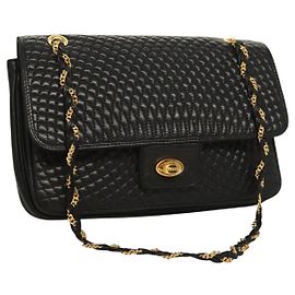 Borsa a spalla BALLY in pelle nera e oro Auth kk524 Nero D'oro