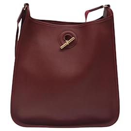 Hermès-HERMES Vespa PM Sac à épaule en cuir rouge or Auth bs26279-Rouge,Doré