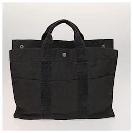 Hermès-HERMES Sac Tote Toile 3Set Gris Noir Rouge Auth ti3156-Marron,Noir,Rouge