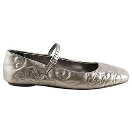 Max & Co Silver leather ballerinas Silvery