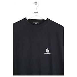 Balenciaga-Camiseta de algodão preta-Preto