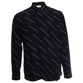 Saint Laurent, camicia nera con righe diagonali Nero