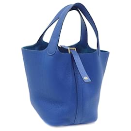 Hermès-Sac à main Hermes Picotin Lock PM-Bleu