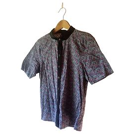 Autre Marque Huffer Camicia a Maniche Corte in Cotone Liberty Blu Blu