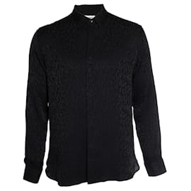 Camicia leopardata nera lucida e opaca Saint Laurent Nero