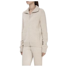 Veste cardigan à col montant zippé en cachemire bébé beige Loro Piana Beige