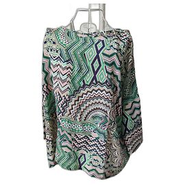 M Missoni silk blouse geometric print Black White Multiple colors Green