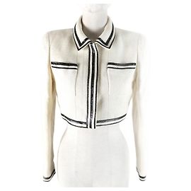 Giacca vintage in tweed Chanel in cotone e seta 36 Nero Crudo