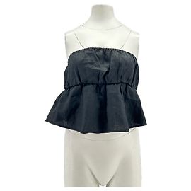 Reformation Black Linen Bustier Top Black
