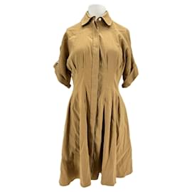 Vestido camisa Veronica Beard de lino camel Camello