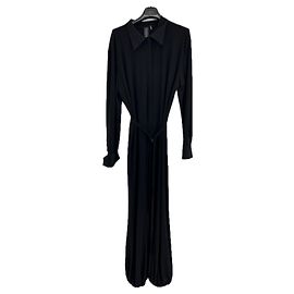 Norma Kamali Schwarzer Jumpsuit mit Gürtel Schwarz
