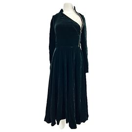 Alaïa Samtkleid in Grün mit langen Ärmeln Grün