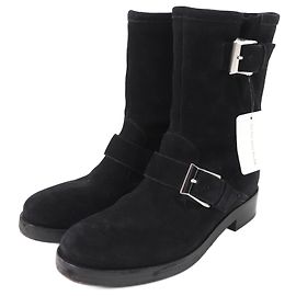 Max Mara Suede Leather Short Boots Black Women Black