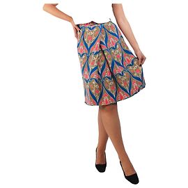 Prada Beige, floral, plissierter Midirock - Größe UK 10 Braun