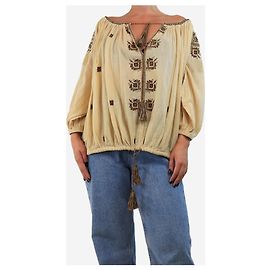 Isabel Marant Etoile Hellgelbe bestickte Bauernbluse - Größe UK 8 Gelb