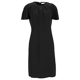 Givenchy-Givenchy Pleated Shift Dress in Black Viscose-Black