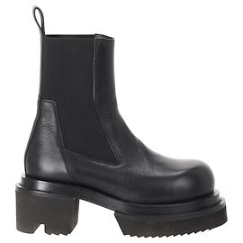 Botas Ankle Rick Owens Beatle Bogun em couro de bezerro preto Preto