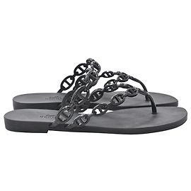 Sandali Hermès Island in gomma nera Nero