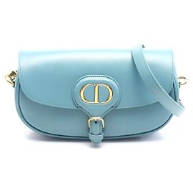 Bolso de hombro de cuero Dior Bobby Este-Oeste Azul
