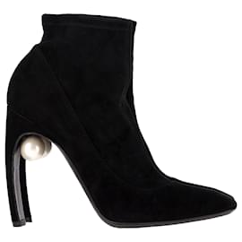 Givenchy-Nicholas Kirkwood Maeva Pearl Ankle Boots in Black Suede-Black