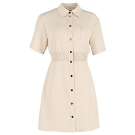 Mini-Hemdkleid Piqué Sandro Paris aus cremefarbenem Polyester Weiß Roh