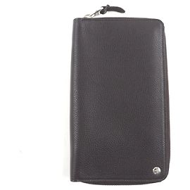 Alfred Dunhill Dunhill Grain Leather Boston Logo Zip Wallet Brown