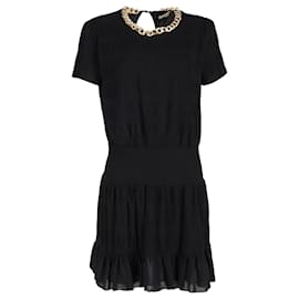 Michael Kors-Michael by Michael Kors Chain Neck A-Line Dress in Black Polyester-Black