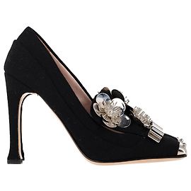 Miu Miu Décolleté a punta quadrata in suede nero Nero