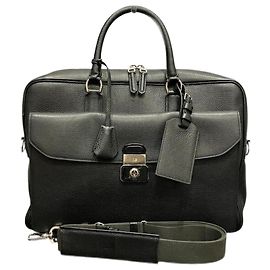 Alfred Dunhill Dunhill L3AE80N Leather 2way Briefcase Black