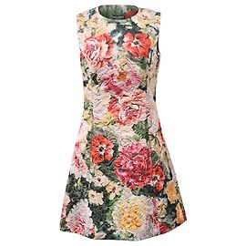 Robe Mini en Brocart Floral Multicolore en Coton de Dolce & Gabbana Multicolore