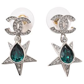 Orecchini Chanel Crystal CC Star Drop in metallo verde Verde