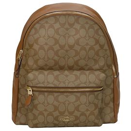 Coach Signature PVC Leather Backpack Metallic Bronze
