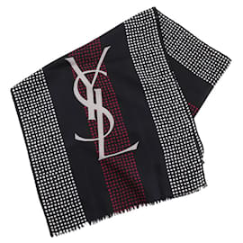 Écharpe en soie avec logo Yves Saint Laurent Noir