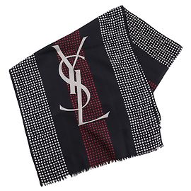 Sciarpa in seta con logo Yves Saint Laurent Nero