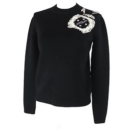 Miu Miu Wollpullover mit Perlen schwarz 36 Schwarz
