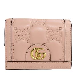 Gucci Bi-fold Wallet in Pink Leather Pink