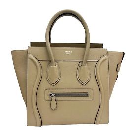 Céline Celine Luggage Micro Shopper Leather Handbag Grey