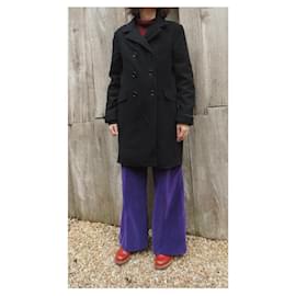ジャケット・アウター miu miu archive wool long coat black Miu Miu Coat, Size 44 IT