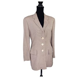 Genny vintage 1990s brown beige checkered jacket Brown Beige