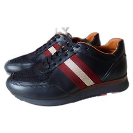 Bally Aston Leder Sneaker Gr. 39.5 UK5.5 | NP 595€ | Schuhe EU40 Schwarz Rot Creme