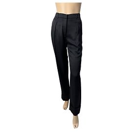 Pantalones rectos de seda negra CHANEL Talla 34 Negro