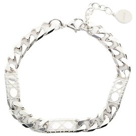 Christian Dior Bracciale Cannage a Maglie di Catena Dior Homme Argento