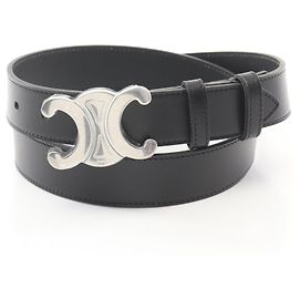 Céline Celine Triomphe Leather Belt Black