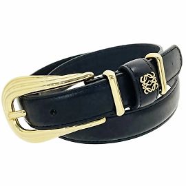 Loewe schmaler Ledergürtel Schwarz Golden