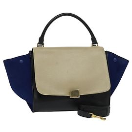 Céline CELINE Sac Trapeze en Cuir Suédé 2en1 Beige Or Auth BA2807 Beige Doré