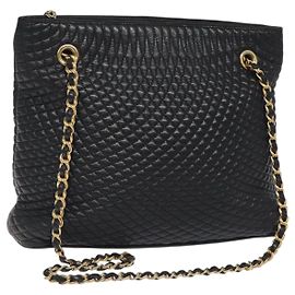 Borsa a spalla BALLY in pelle nera e oro Auth BA2785 Nero D'oro