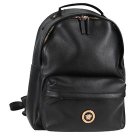 Mochila de couro preta e dourada Auth 118684A VERSACE Preto Dourado