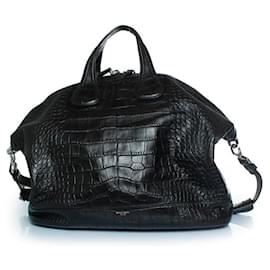 Givenchy-Givenchy, Large leather croc embossed nightingale-Black