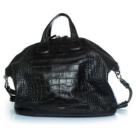 Givenchy, Grand sac en cuir avec embossage crocodile Nightingale Noir