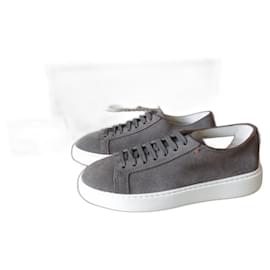 Santoni-Santoni Sneaker Clean Icon Taupe Grau EU40.5 UK6 NP520€ Shoes-Grey,Taupe